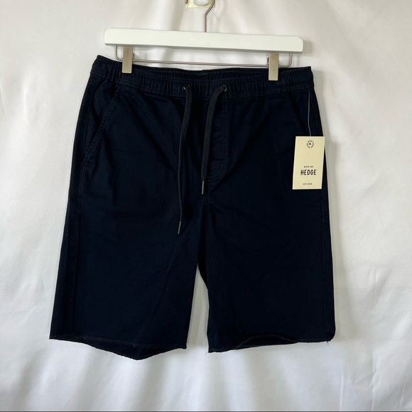 Hedge Mens Stretch Twill Shorts Pockets Drawstring Surged Hem Size S/P/P - Picture 2 of 10